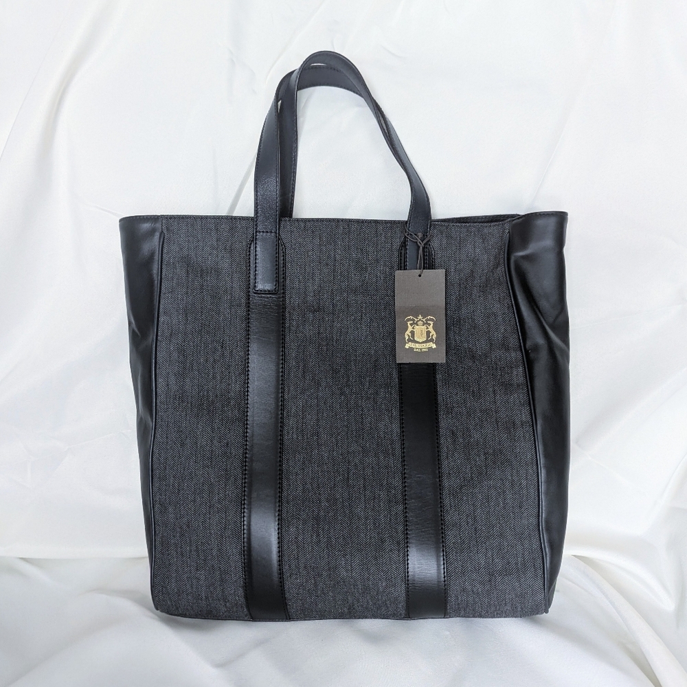 Trussardi 1911 Oversized Black & Gray Tote Bag Italy